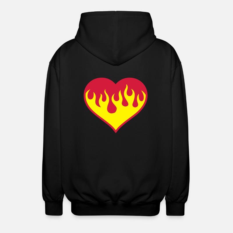 Flammendes Herz - Unisex Kapuzenjacke - Schwarz