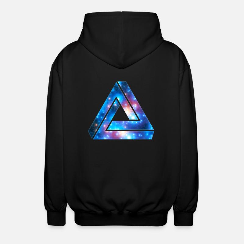 Penrose Tribar, triangle, universe, Galaxy, - Unisex Hooded Jacket - black