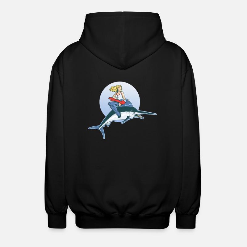 Pin Up sur espadon - Veste à capuche unisexe - noir