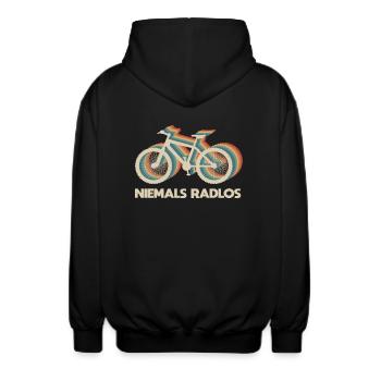 Niemals RadlosSpruch Fahrrad Retro - Unisex Kapuzenjacke - Schwarz - Hinten - AI Model Male 185 light (185cm)