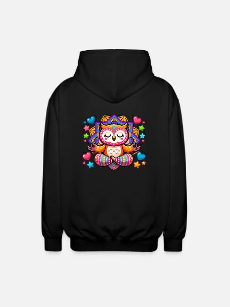 Eule Mandala Yoga - Unisex Kapuzenjacke - Schwarz