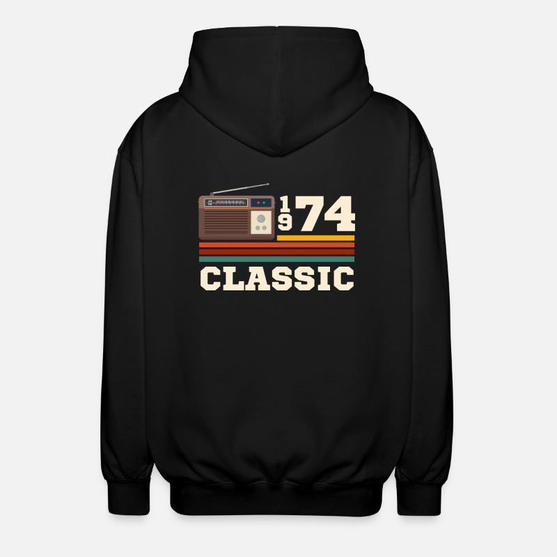 Anniversaire 1974 retro classic - Veste à capuche unisexe - noir