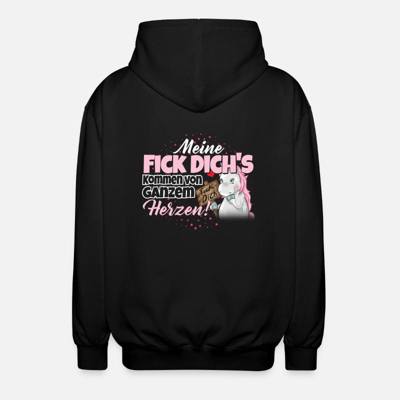 Einhorn - Fick Dich - Unisex Kapuzenjacke - Schwarz