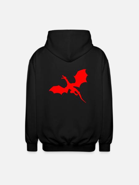 Red dragon motif - Unisex Hooded Jacket - black