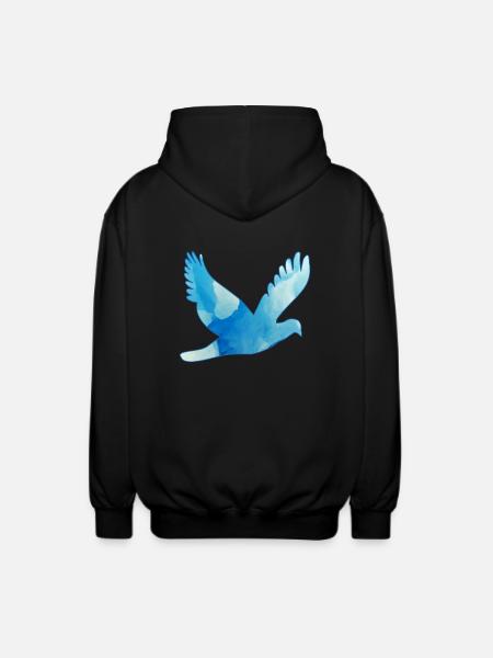 Dove flying / pigeon - Unisex Hooded Jacket - black