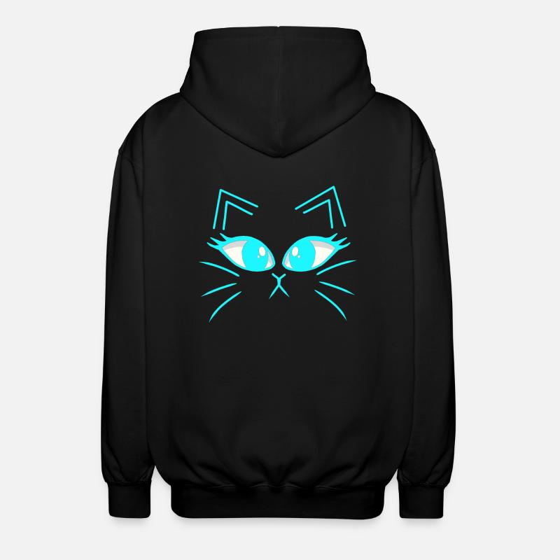 Cat Cats Kitten Cat Face - Unisex Hooded Jacket - black