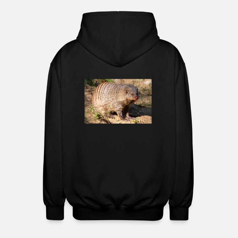 Gebänderte Manguste oder Zebramanguste Zebramanguste - Unisex Kapuzenjacke - Schwarz