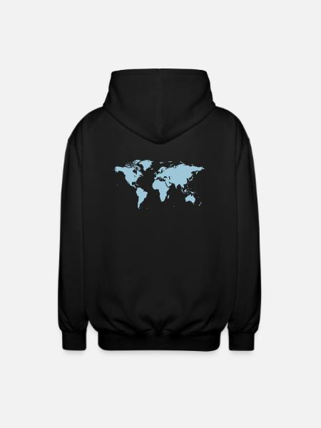 Weltkarte - Unisex Kapuzenjacke - Schwarz