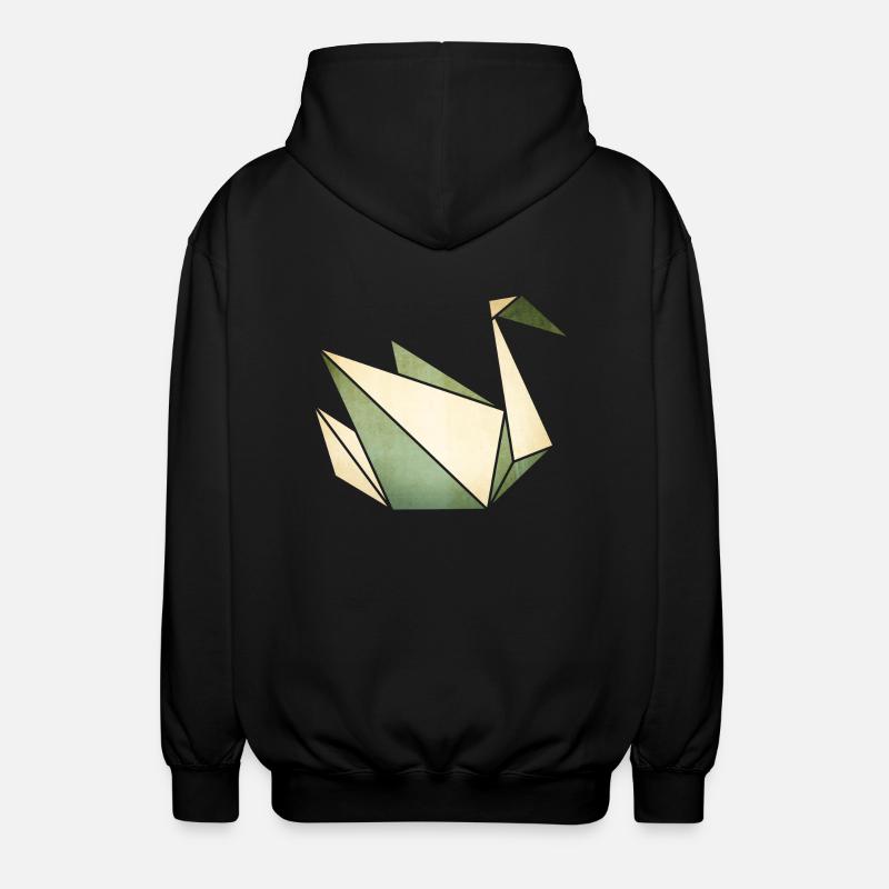 Origami: stolzer Schwan (Pergament-Optik) - Unisex Kapuzenjacke - Schwarz