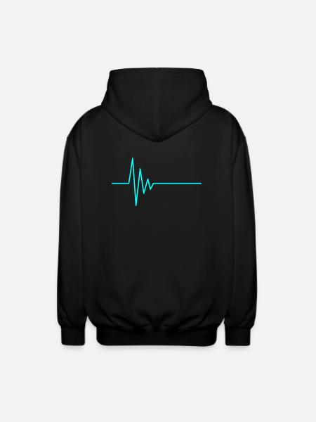 Heartbeat EKG water blue - Unisex Hooded Jacket - black