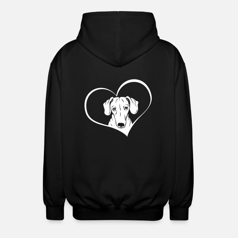 Teckel dans le cœur - Veste à capuche unisexe - noir
