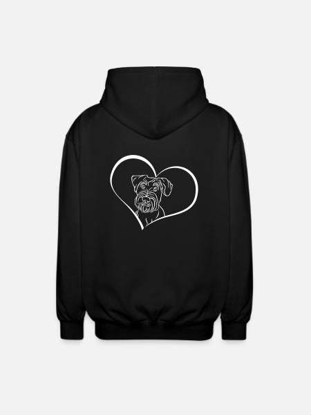 Mittelschnauzer im Herz - Unisex Kapuzenjacke - Schwarz