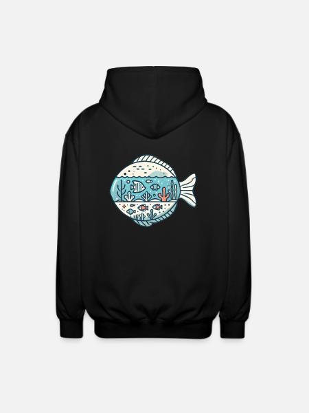 Fisch - Unisex Kapuzenjacke - Schwarz