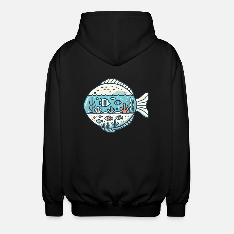 Fisch - Unisex Kapuzenjacke - Schwarz
