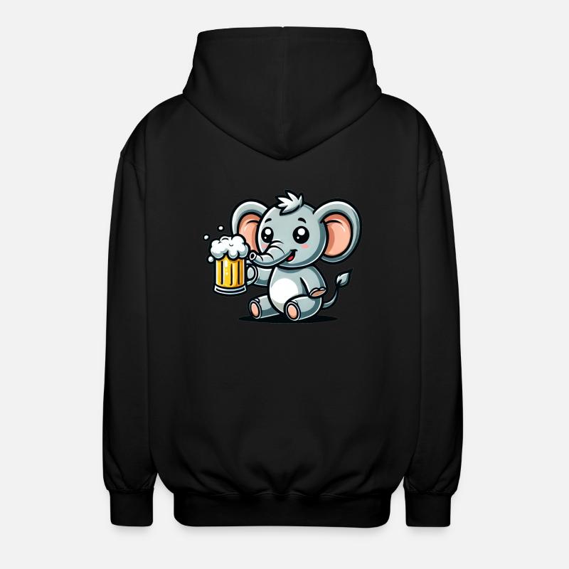 Cute Elephant Drinking Beer - Unisex Kapuzenjacke - Schwarz