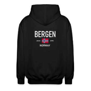 Bergen - Norwegen - Koordinaten - Flagge - Unisex Kapuzenjacke - Schwarz - Hinten - AI Model Male 185 light (185cm)
