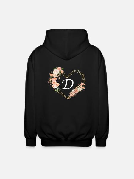 Blumen Goldenes Herz Brief - Unisex Kapuzenjacke - Schwarz