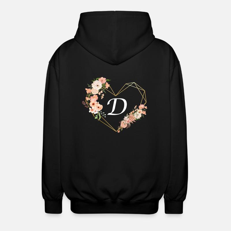 Blumen Goldenes Herz Brief - Unisex Kapuzenjacke - Schwarz
