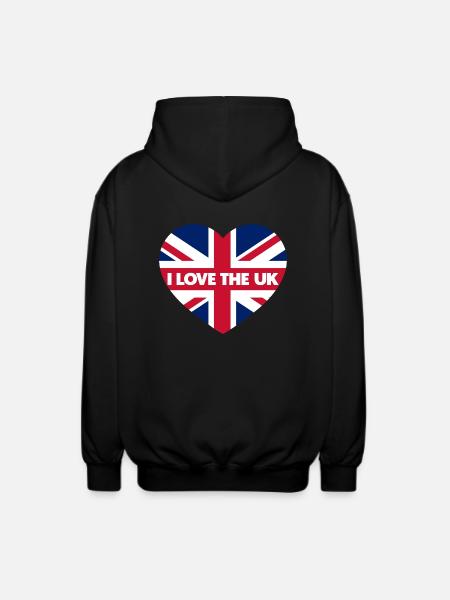 I LOVE THE UK - Unisex Hooded Jacket - black