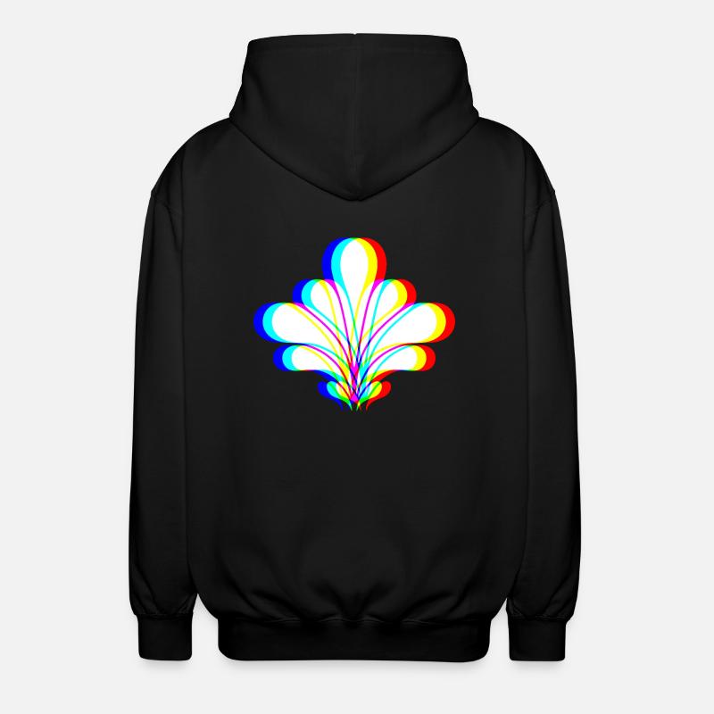 EDM - Flower - Glitch Rave Style - Unisex Hooded Jacket - black