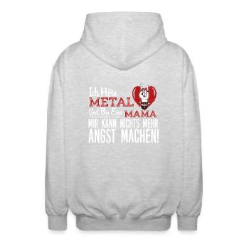 Metal Mama - Unisex Kapuzenjacke - Hellgrau meliert - Hinten - AI Model Male 185 light (185cm)