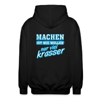 Lustige Sprueche lustiger Spruch "Machen ist" - Unisex Kapuzenjacke - Schwarz - Hinten - AI Model Male 185 light (185cm)
