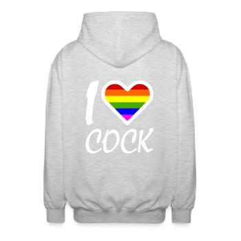 I love - Unisex Hooded Jacket - light heather grey - Back - AI Model Male 185 light (185cm)