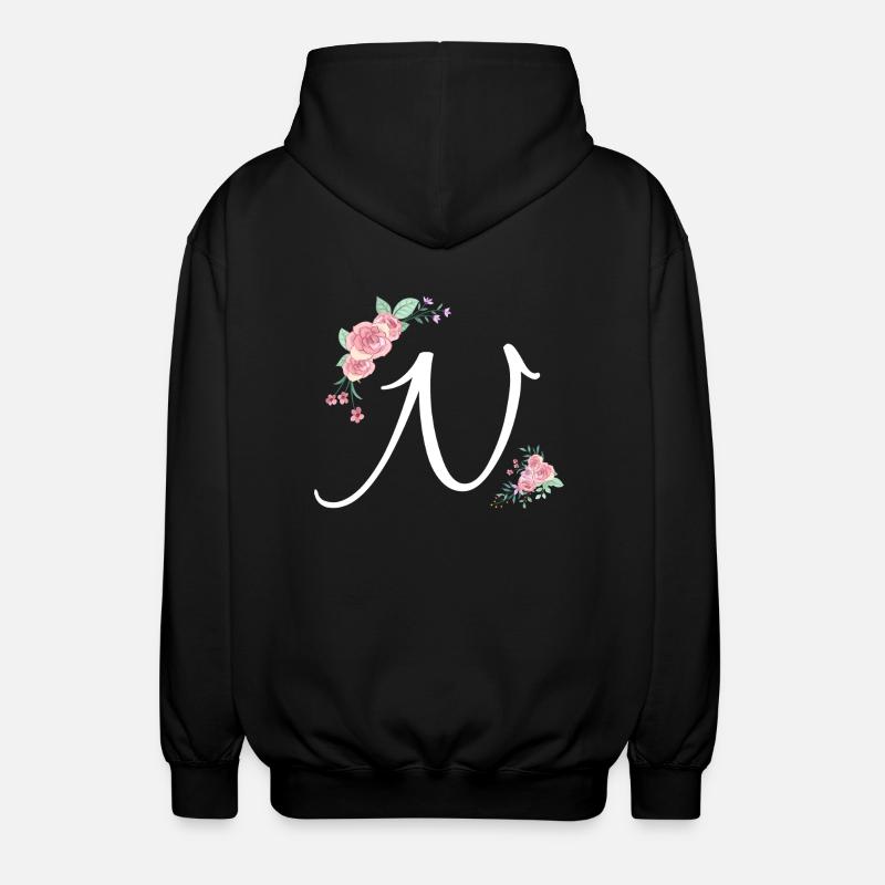 Lettre n fleurs - Veste à capuche unisexe - noir