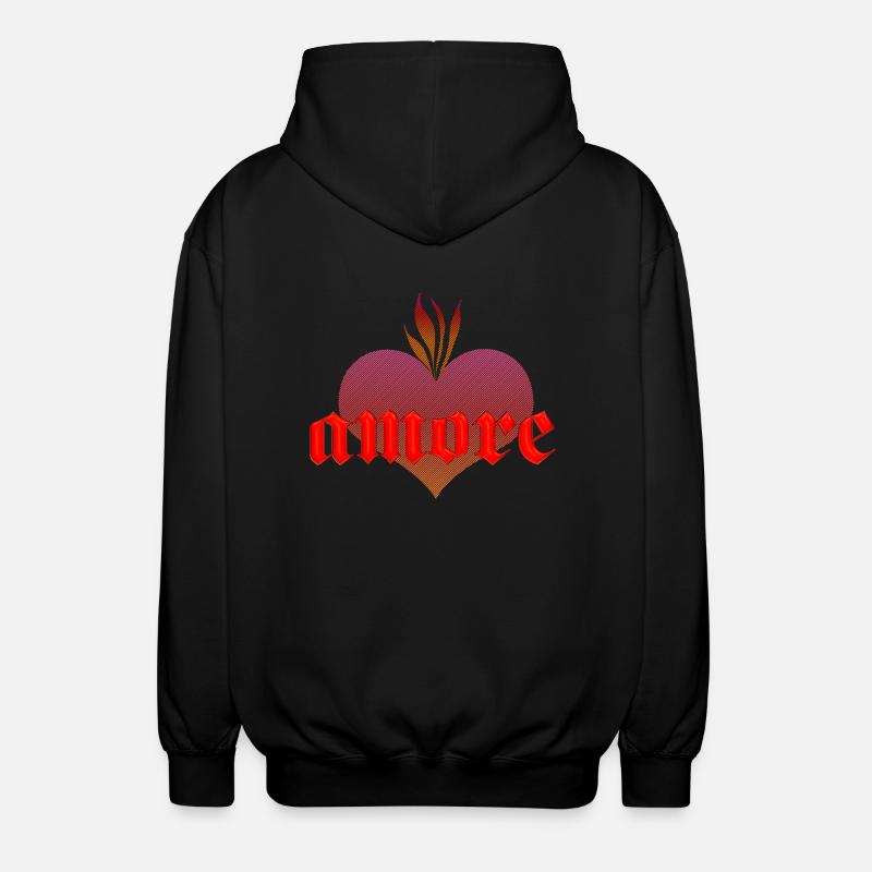 amore mit brennendem Herz - Unisex Kapuzenjacke - Schwarz