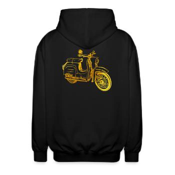 Simson Schwalbe DDR Moped - Unisex Kapuzenjacke - Schwarz - Hinten - AI Model Male 185 light (185cm)