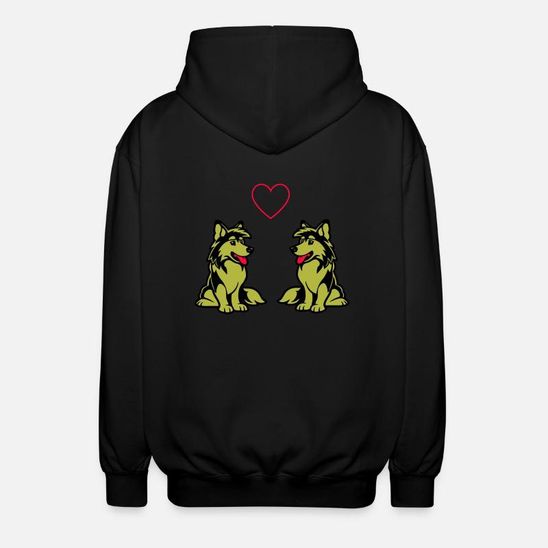 Dog Comic Dog Love - Unisex Hooded Jacket - black