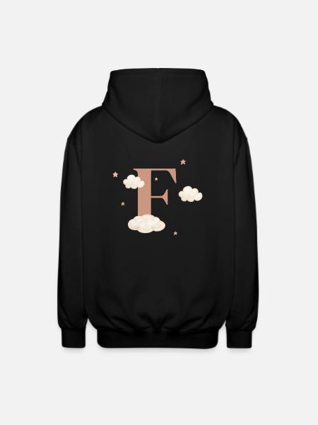 Letter f clouds stars - Unisex Hooded Jacket - black