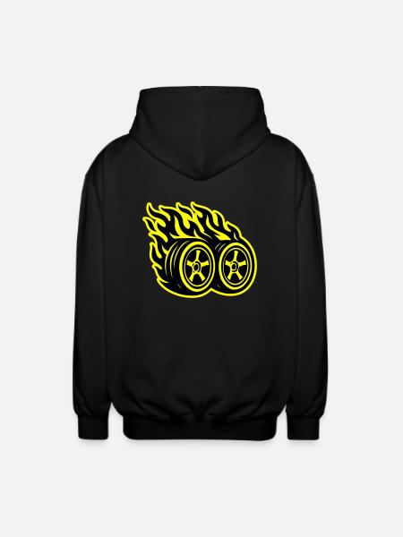 Car Tire Flame - Unisex Hooded Jacket - black