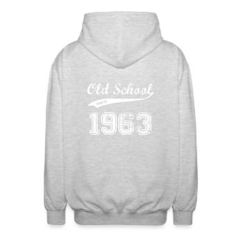 1963 - Unisex Kapuzenjacke - Hellgrau meliert - Hinten - AI Model Male 185 light (185cm)