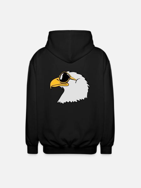 Eagle sunglasses cool bird funny - Unisex Hooded Jacket - black