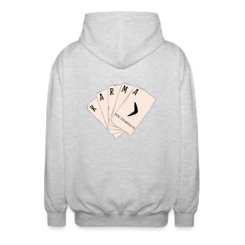 Karma cards - Unisex Hooded Jacket - light heather grey - Back - AI Model Male 185 light (185cm)