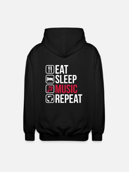 Eat Sleep Music Repeat - Unisex Hooded Jacket - black