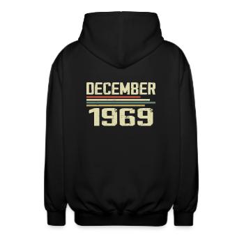 Dezember 1969 Jahrgang Vintage Retro Geburtstag - Unisex Kapuzenjacke - Schwarz - Hinten - AI Model Male 185 light (185cm)