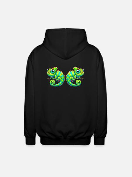 Chamäleon Comic - Unisex Kapuzenjacke - Schwarz