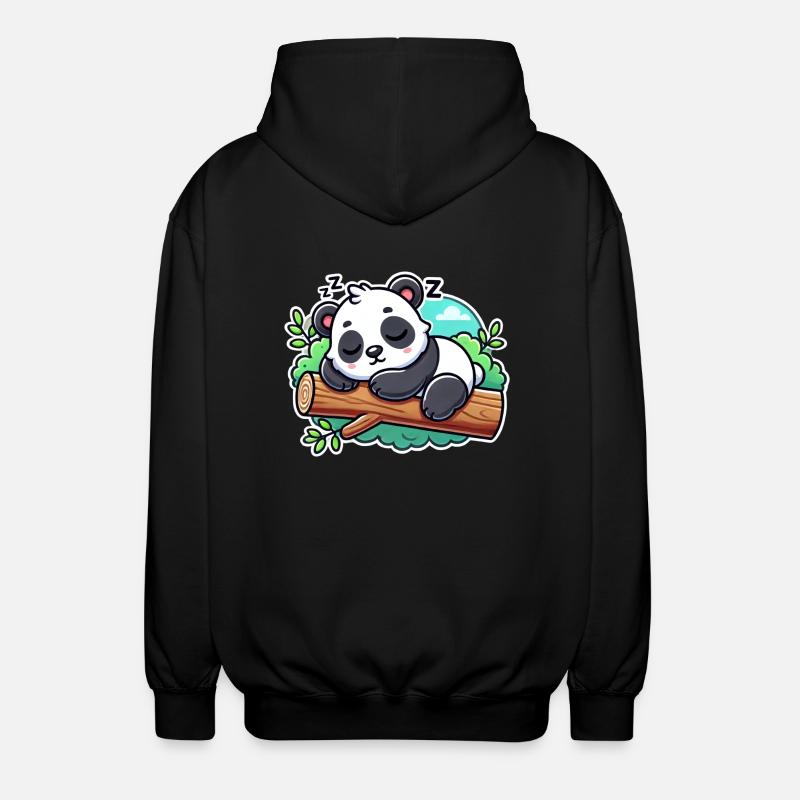 Sleeping panda on a branch - Unisex Hooded Jacket - black