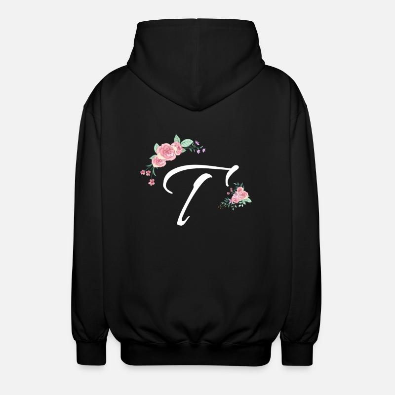 Lettre t fleurs - Veste à capuche unisexe - noir