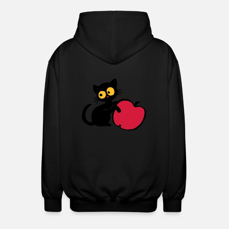 Kätzchen mit Apfel - Unisex Kapuzenjacke - Schwarz