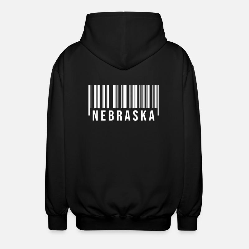 Nebraska Barcode - Unisex Hooded Jacket - black