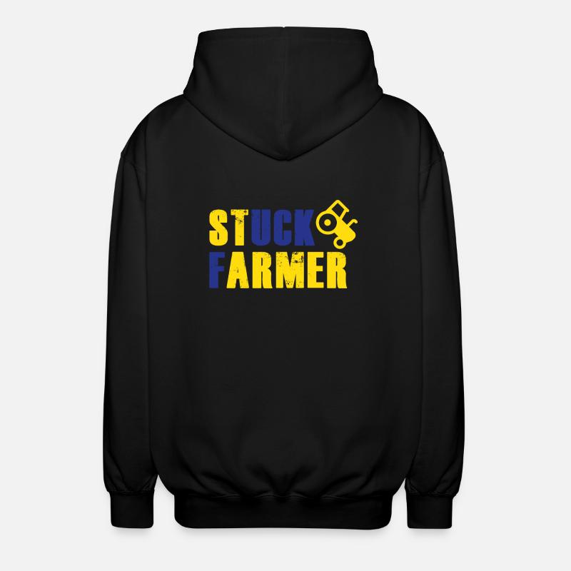 STUCK FARMER YELLOW BLUE - Unisex Hooded Jacket - black