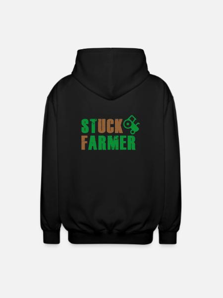 STUCK FARMER GREEN BROWN - Unisex Hooded Jacket - black