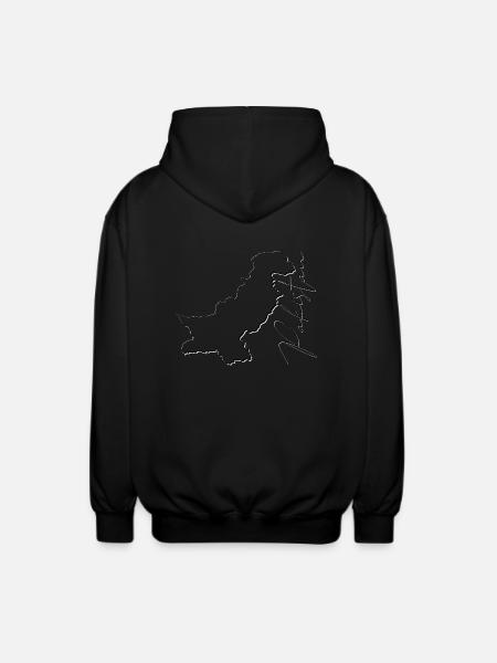 Pakistan map as outline EN - Unisex Hooded Jacket - black