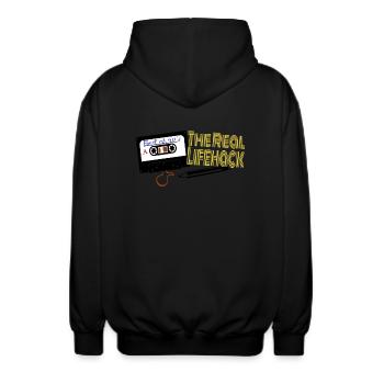 the real life hack - Unisex Kapuzenjacke - Schwarz - Hinten - AI Model Male 185 light (185cm)
