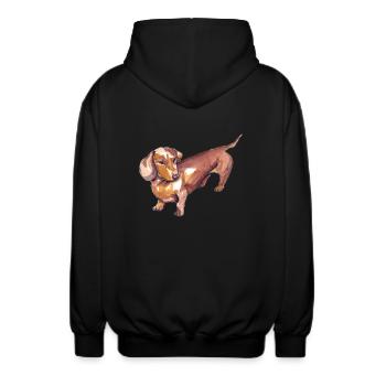 Dackel - Unisex Kapuzenjacke - Schwarz - Hinten - AI Model Male 185 light (185cm)