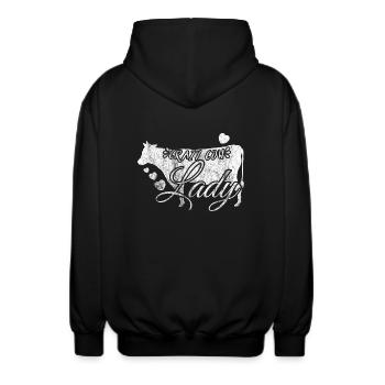 Crazy Cow Lady cadeau vache Lady Farmer Bauer - Veste à capuche unisexe - noir - Dos - AI Model Male 185 light (185cm)