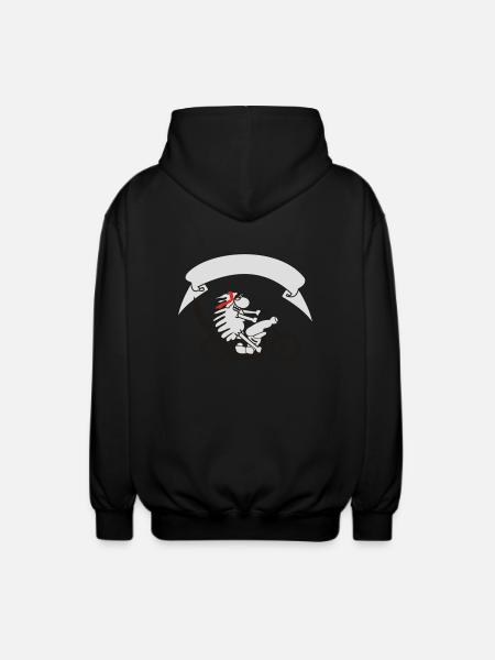 Biker sheep with banner - Unisex Hooded Jacket - black